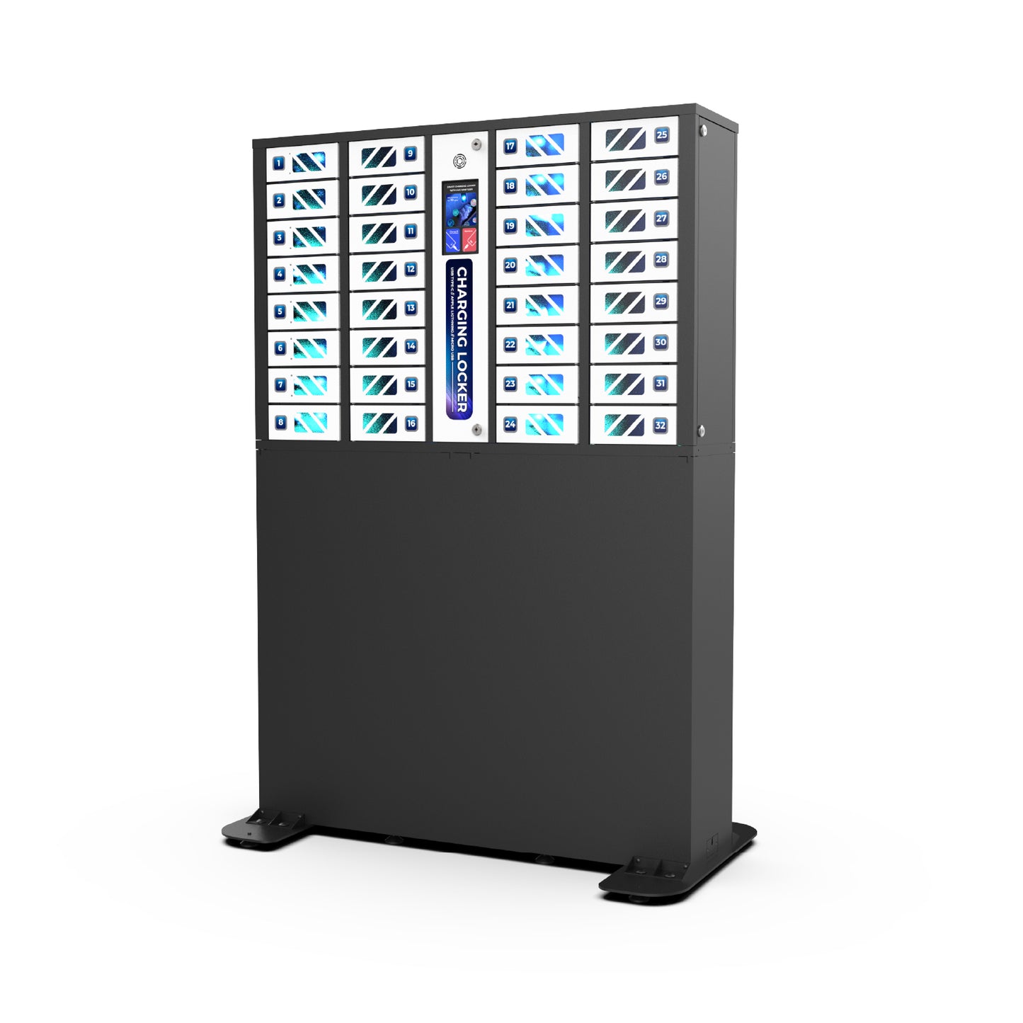 GIA 32 Bay Touchscreen Cell Phone Charging Locker with Full Base Floor Stand