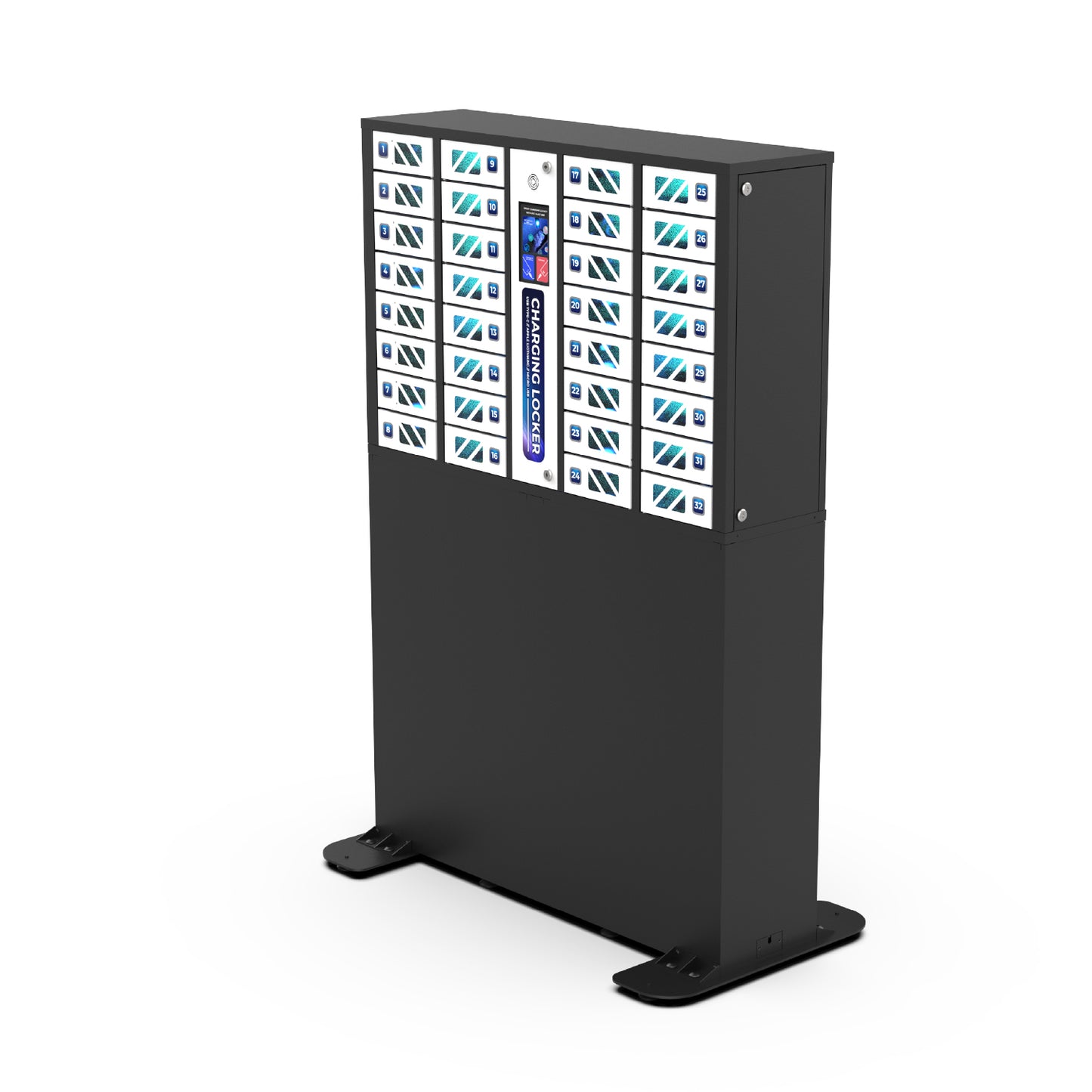 GIA 32 Bay Touchscreen Cell Phone Charging Locker with Full Base Floor Stand