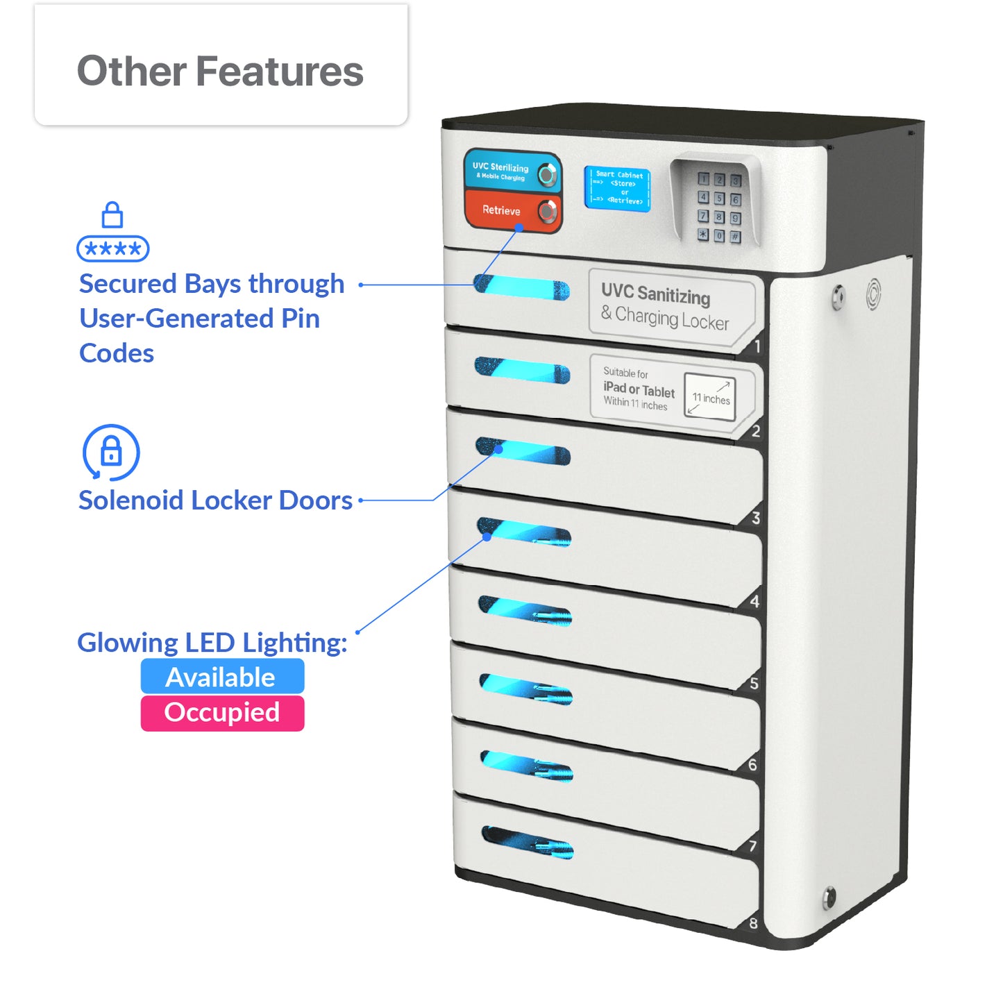 VOX 8 Bay UV-C Sanitizing & Charging Locker for Tablets & iPads