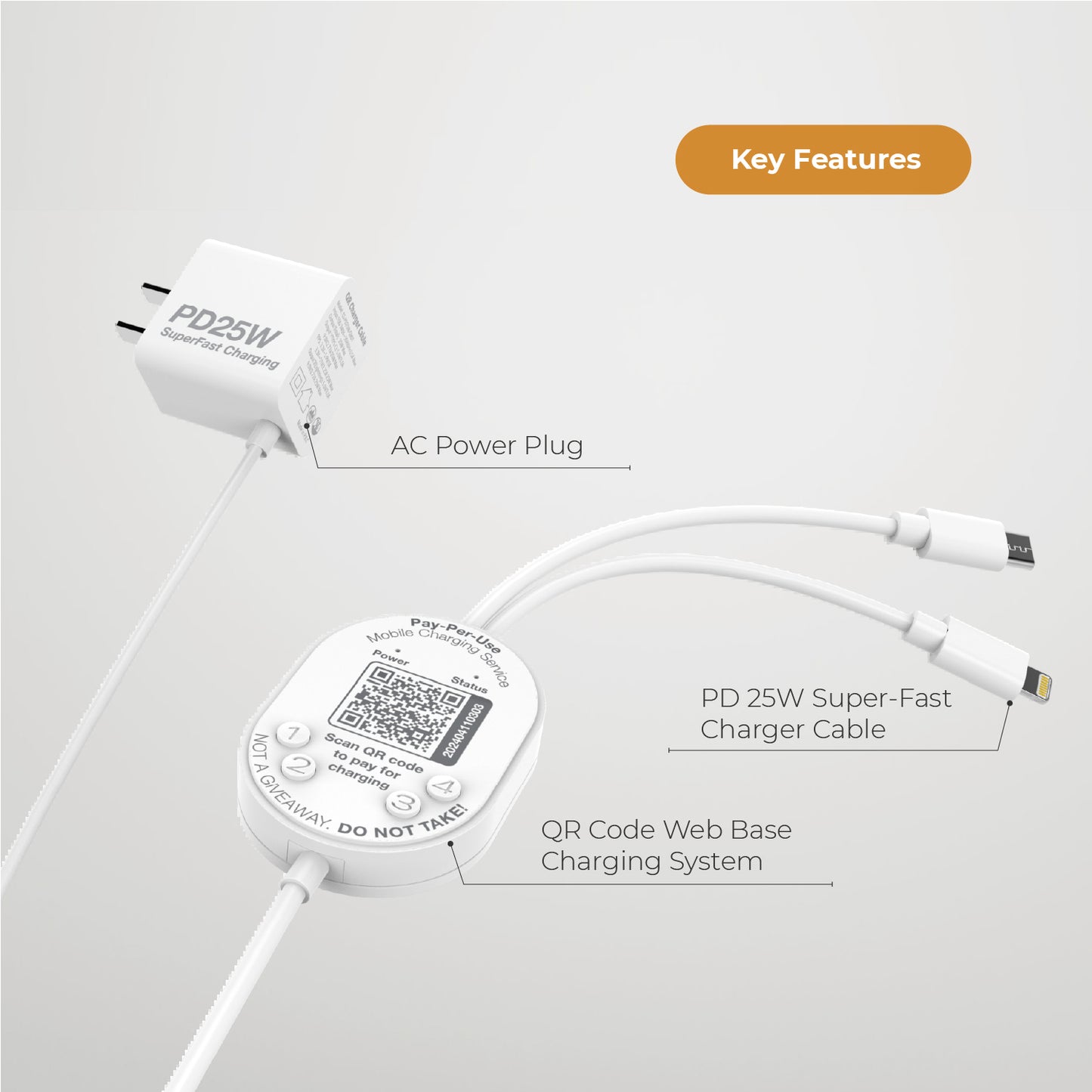 QR Code Pay Charger Cable with PD25W Super-Fast Charging (8-Pack)