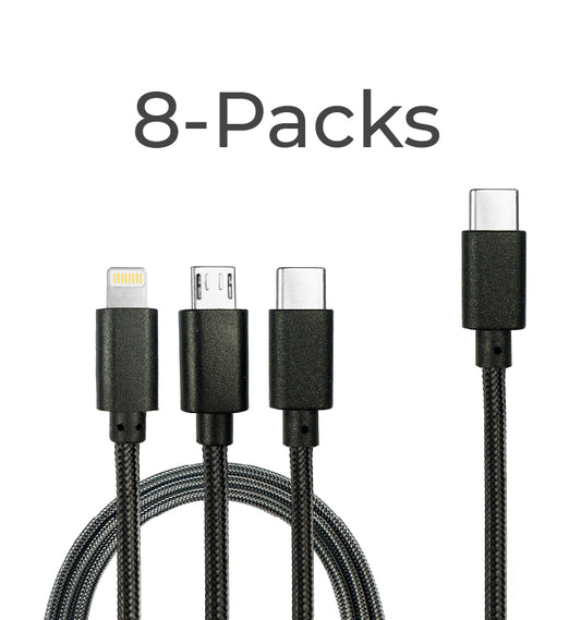 8-Pack Replacement Fast Charging Type-C 1-to-3 Charging Cables for MIA / MIA Premium / LIA Premium / UVC / VOX Locker