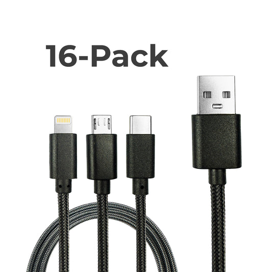 16-Pack Replacement Standard USB 1-to-3 Charging Cables for MAX Locker