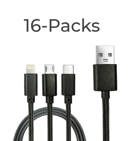 16-Pack Replacement Standard USB 1-to-3 Charging Cables for MAX Locker