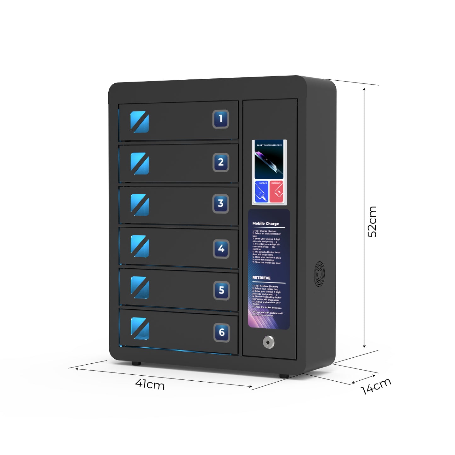 JUN 6 Bay Touchscreen Mobile Charging Locker