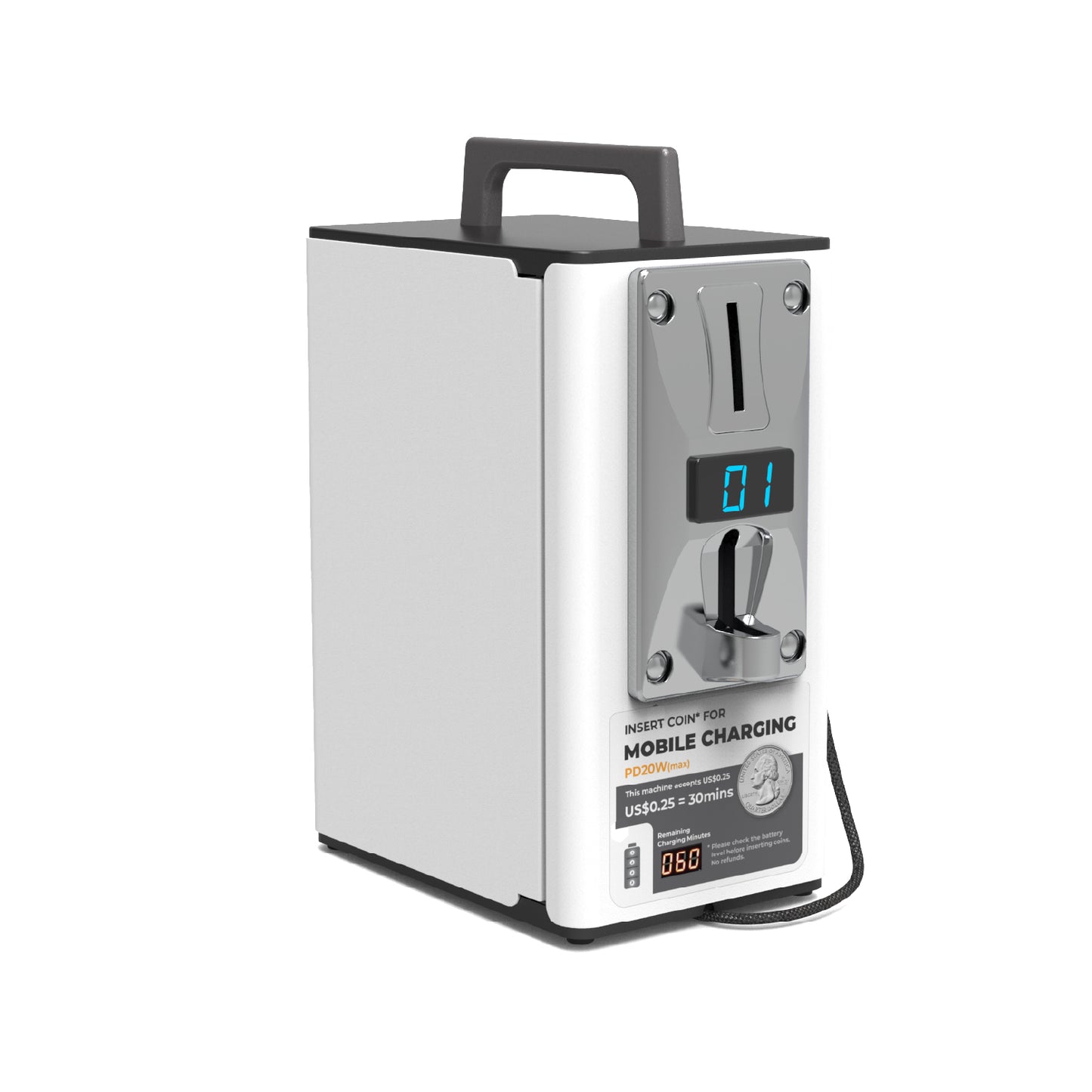 YOO 2 Coin Operated Cell Phone Charging Station (PD20W, 24,000 mAh Battery)