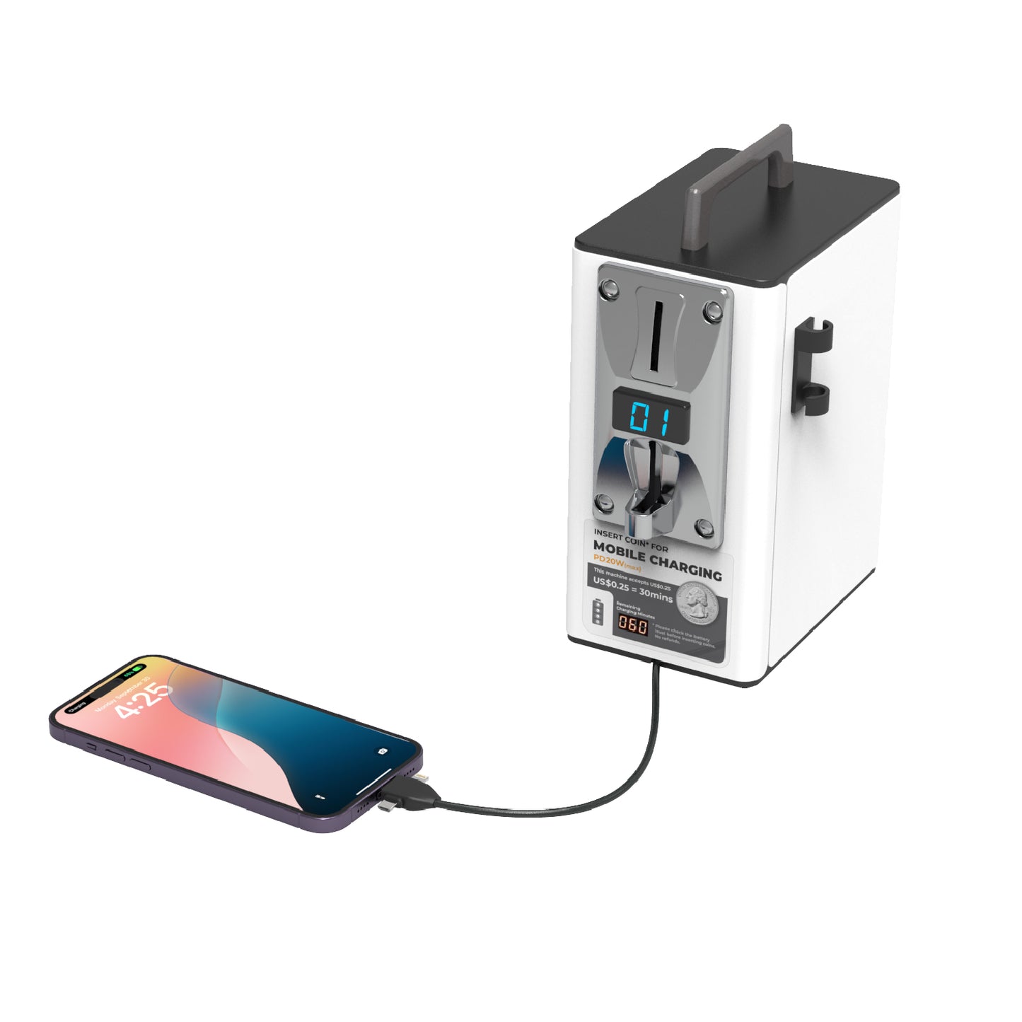 YOO 2 Coin Operated Cell Phone Charging Station (PD20W, 24,000 mAh Battery)
