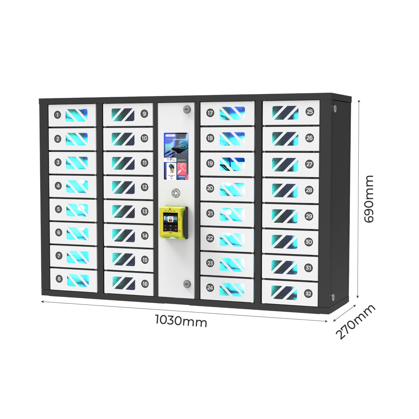 GIA 32-Bay Credit Card-Operated Mobile Charging Locker