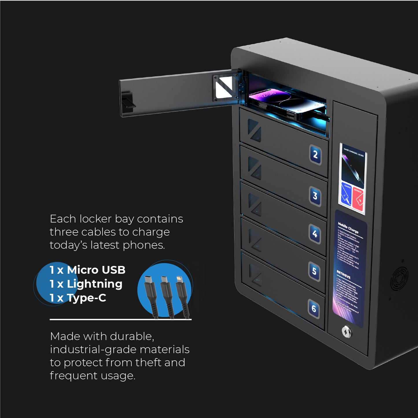 JUN 6 Bay Touchscreen Mobile Charging Locker