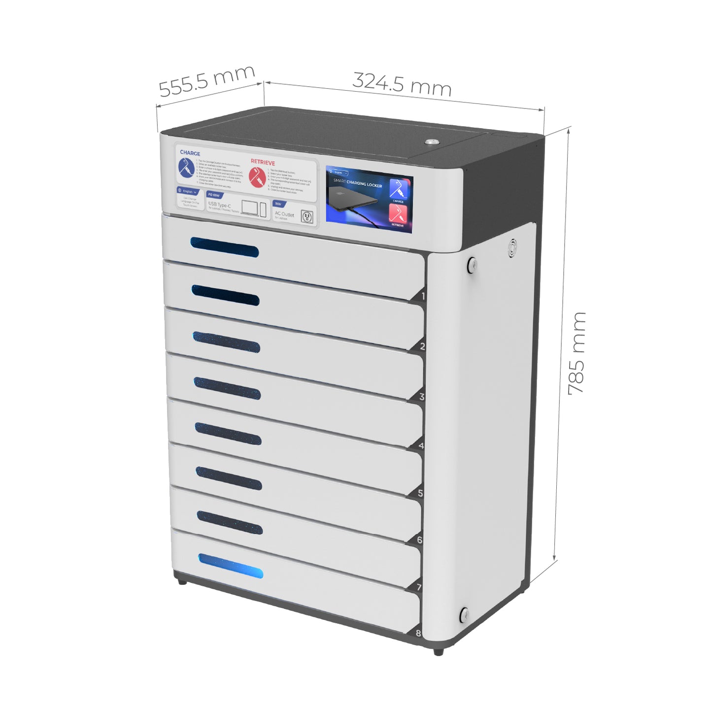 VOX Ultra 8 Bay UV-C Sanitizing & Charging Locker for Laptops and Tablets