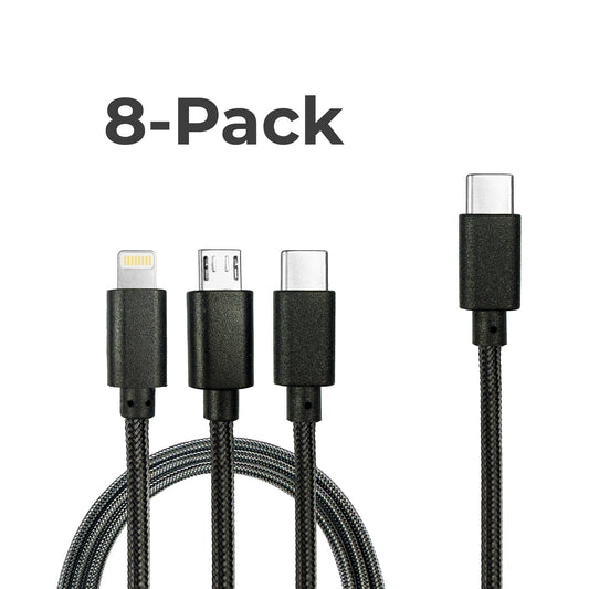 8-Pack Replacement Fast Charging Type-C 1-to-3 Charging Cables for MIA / MIA Premium / LIA Premium / UVC / VOX Locker