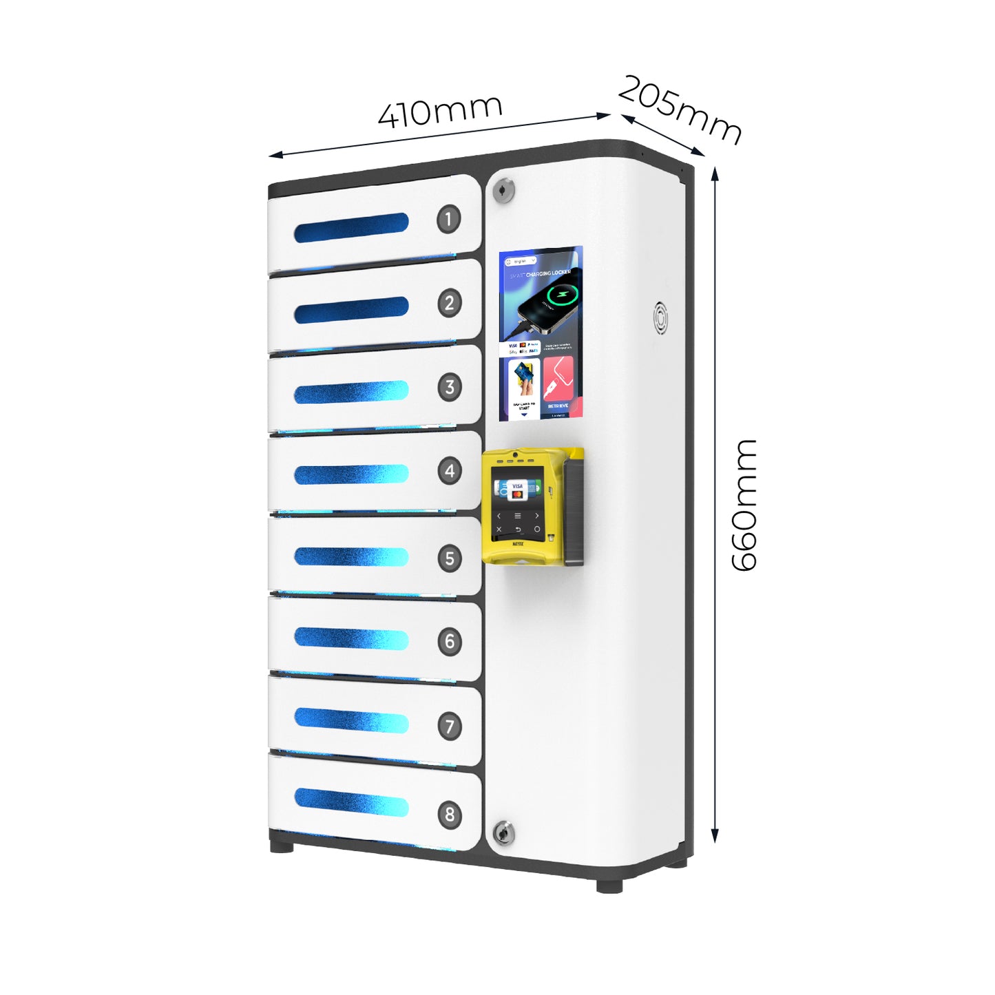 MIA Premium 8 Bay Credit Card Operated Mobile Charging Locker
