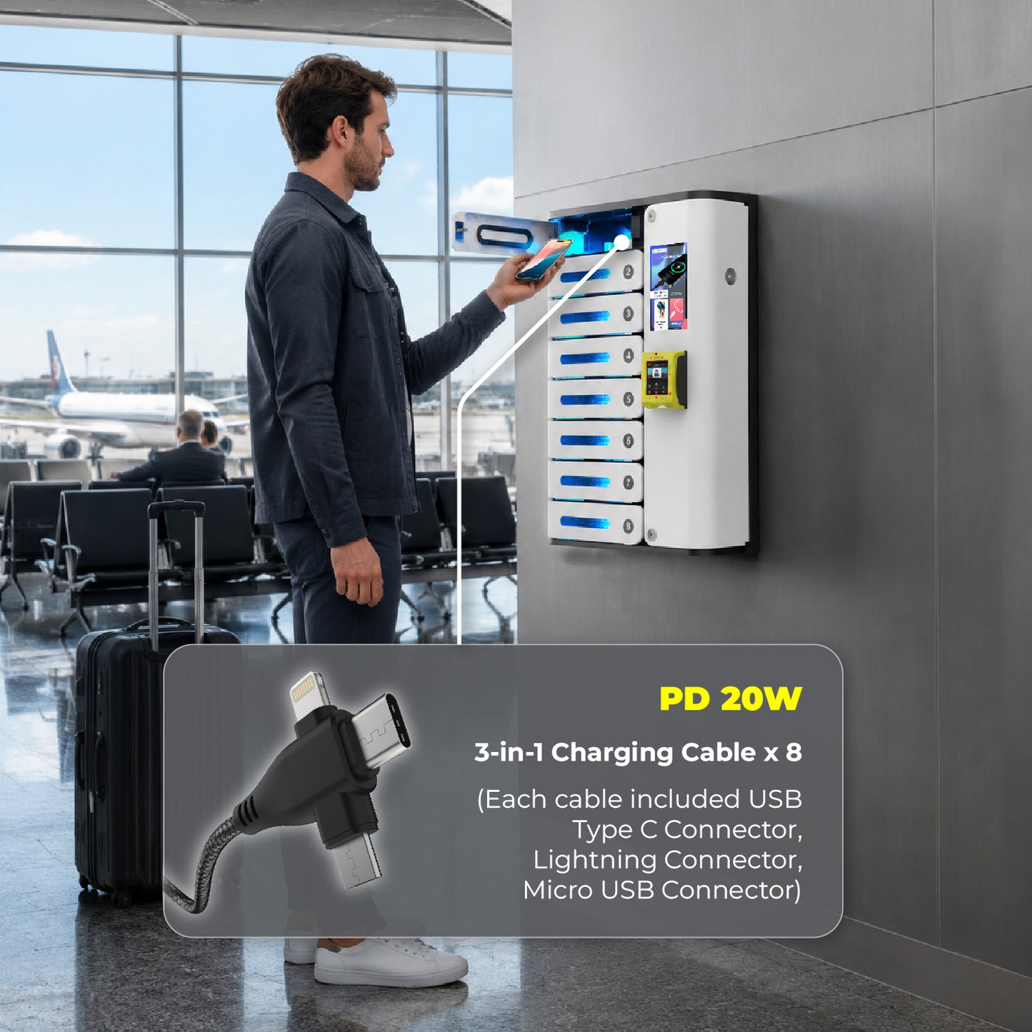MIA Premium 8 Bay Credit Card Operated Mobile Charging Locker