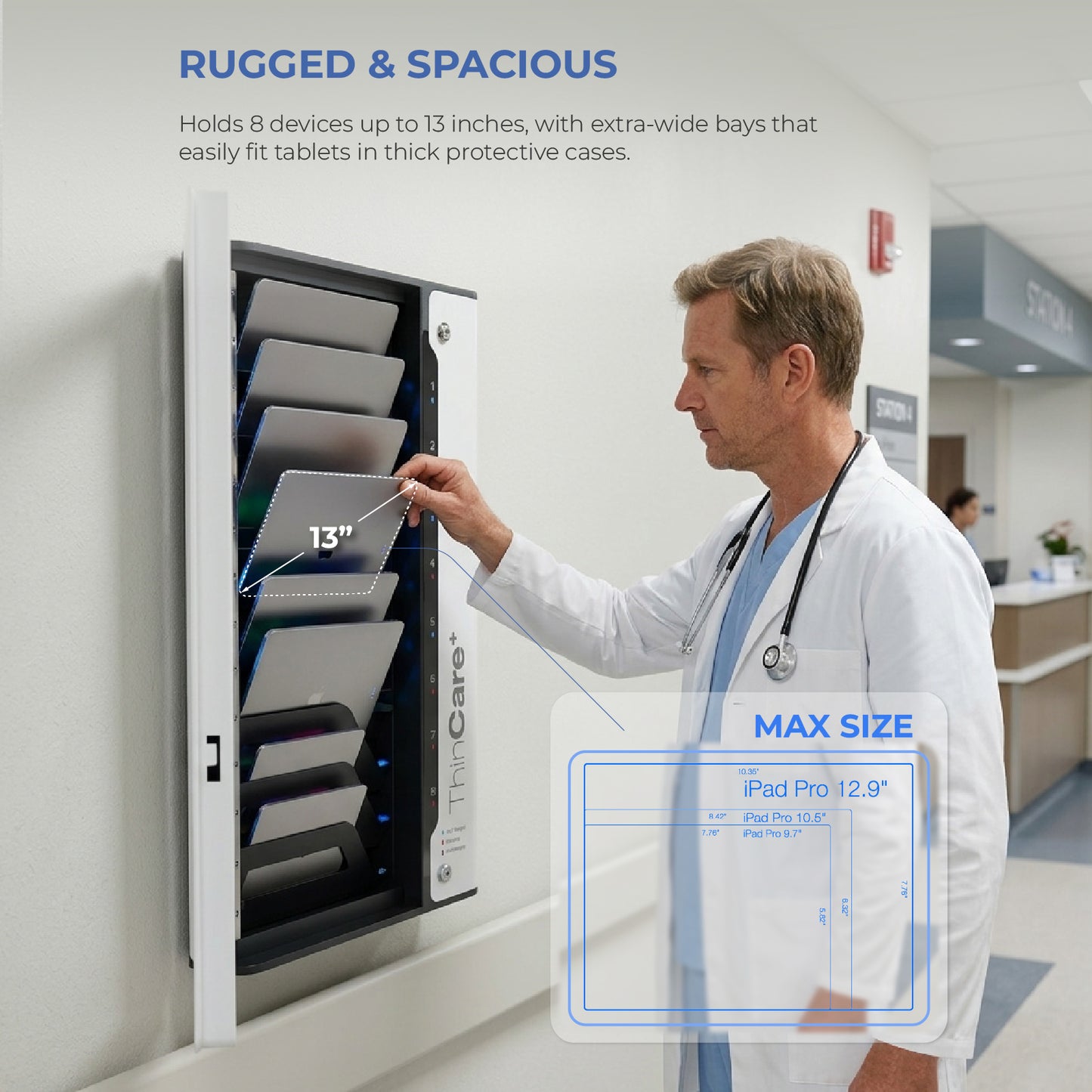 STN 8-Bay Wall Mounted iPads / Tablets Charging Locker For Hospitals & Enterprises