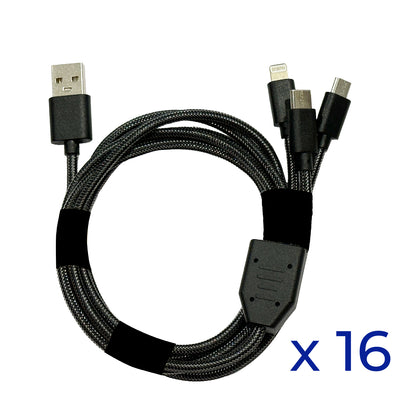 16-Pack Replacement Standard USB 1-to-3 Charging Cables for MAX Locker