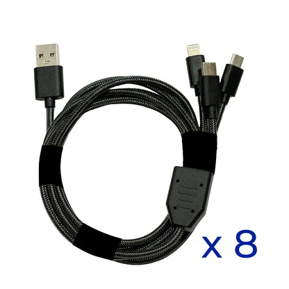 8-Pack Replacement Standard USB 1-to-3 Charging Cables for MIA / MIA Premium / LIA Premium / UVC Locker